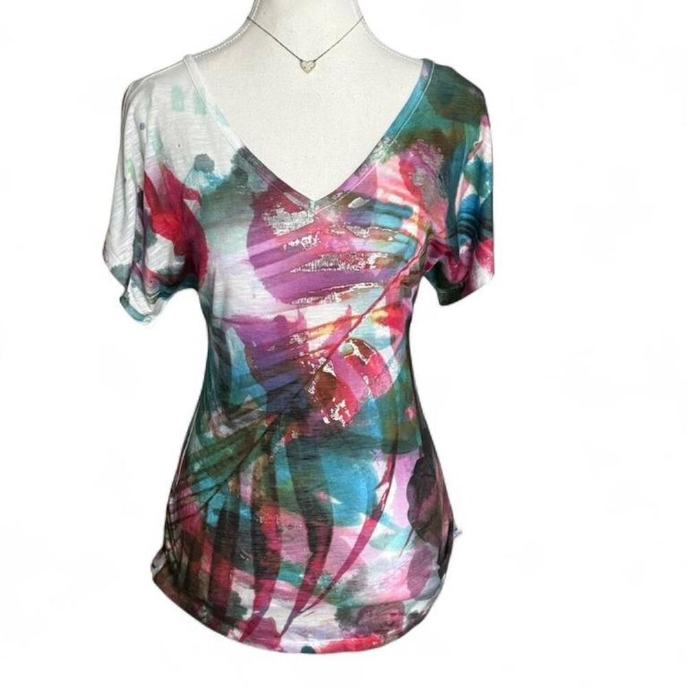 Floral Multi Color Tropical Summer Y2K Early 2000s Top Size Small